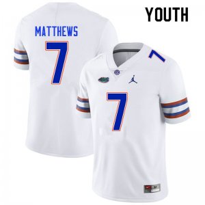 Youth Florida Gators #7 Luke Matthews NCAA Nike White Authentic Stitched College Football Jersey KYY3262UP